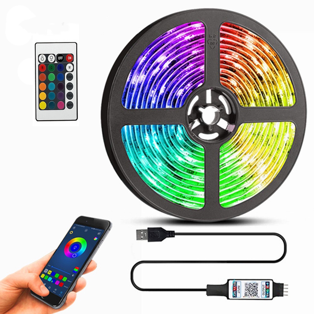 LED Strip Lights 5050 RGB Tape Flexible Color Changing Light Strip Kit With 24 Keys Remote Controller RGB LED Tape