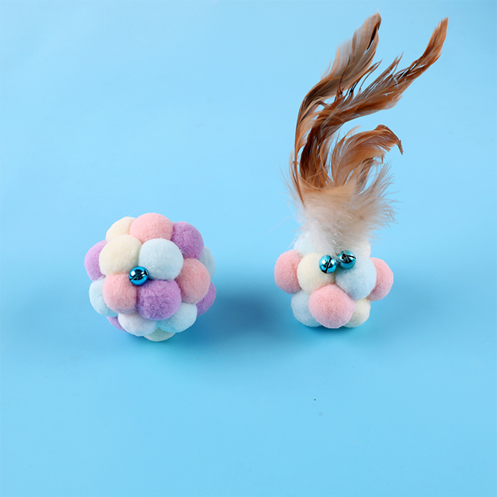 Wholesale Highelastic Felt Ball Cats Plush Toys Colorful Sounding Bell
