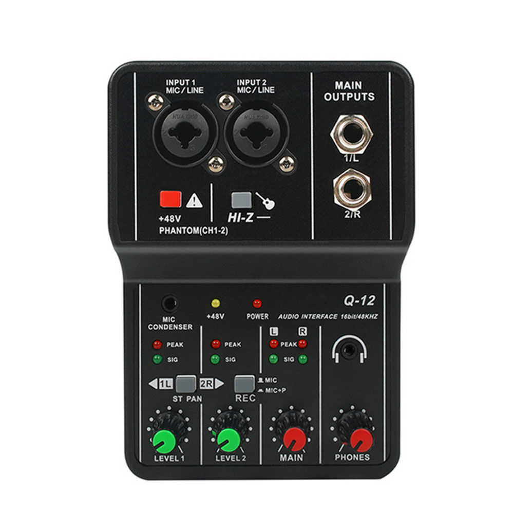 Q12 Audio Interface Usb Sound Card Drivefree Portable Mini 2way Mixer