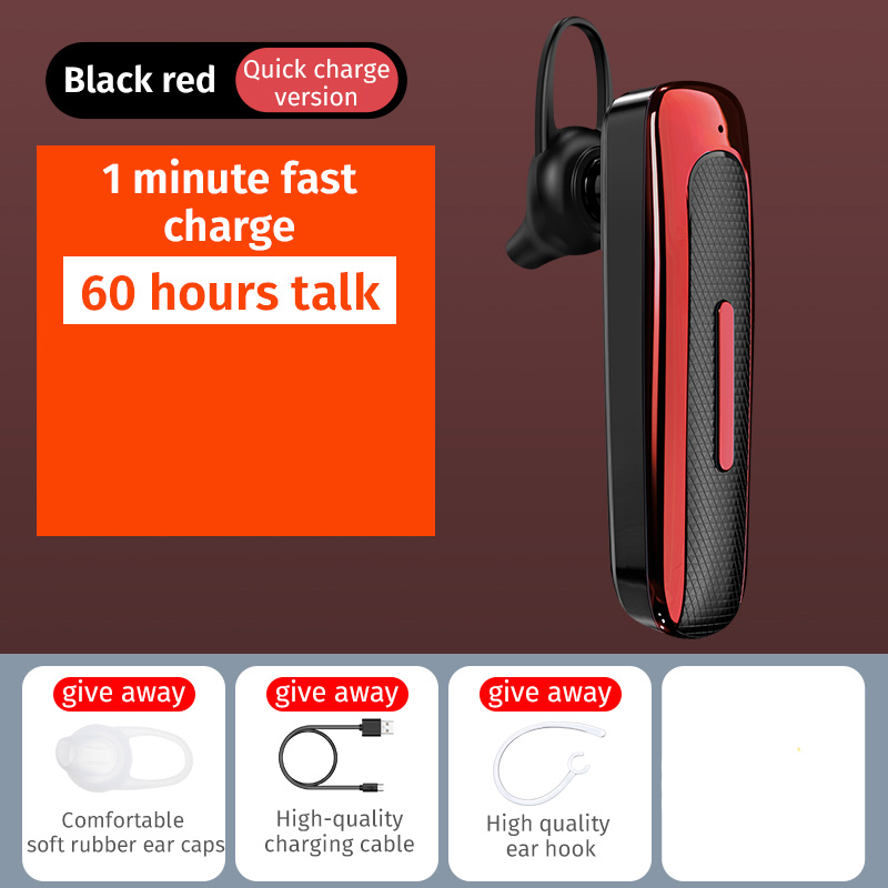 E03 Smart Wireless  In-ear  Earphones Mobile Phone Universal Driving Business Mini Bluetooth Headset Black red