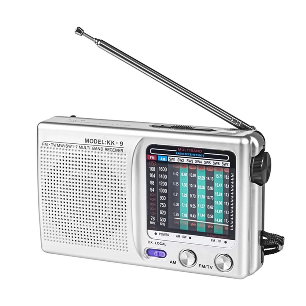 KK9 Weather Radio SW AM FM Portable Radio Battery Operated Longest Lasting Radio For Emergency Hurricane Running Walking Home silver