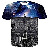 Unicomidea Men`s Fashion Casual Galaxy Graffiti Print T-Shirts