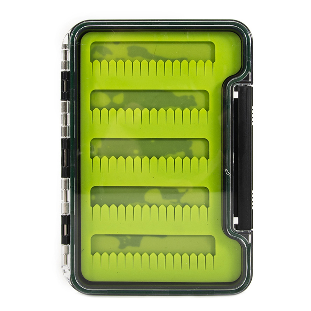 US Silicone Fly Box Portable Transparent Impact Resistant Waterproof Fishing Storage Box green small striped