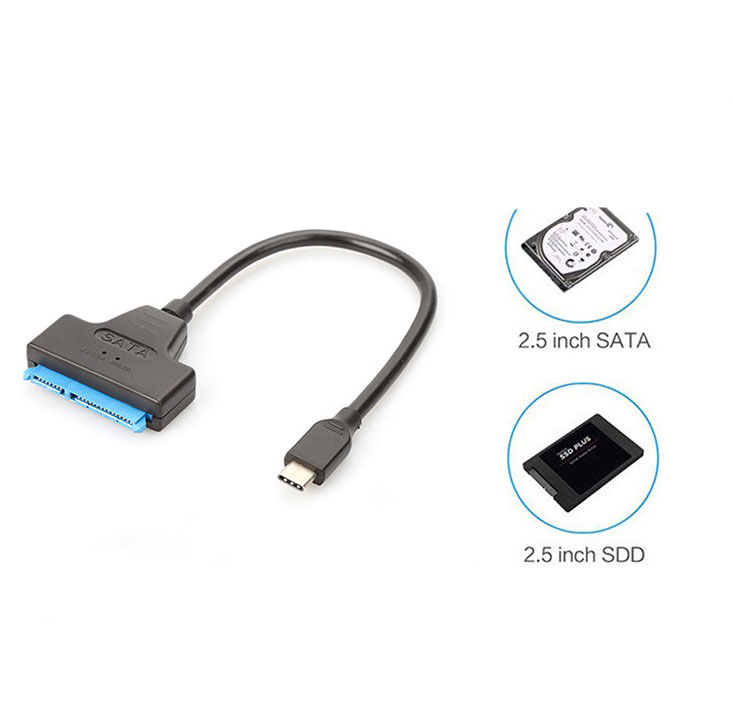 SATA Easy Drive Cable 22PIN to USB 3.1 cable 2.5-inch SSD single head Type-C data cable black