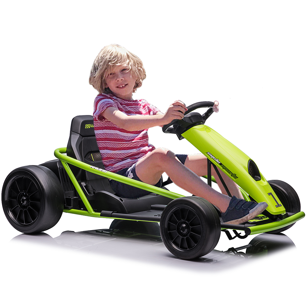 US GARVEE 24V Go Kart for Kids 8-12, 300W*2 Motors, 9Ah Battery, 8MPH Speed, Music, Horn, 175lbs Max Load - Green