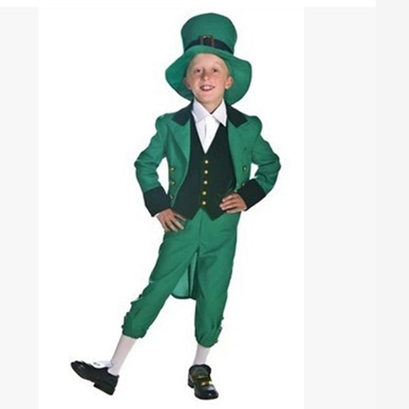 Saint Patrick's Day Irish Goblin Costume Children Adult Green Elf Costume child_S