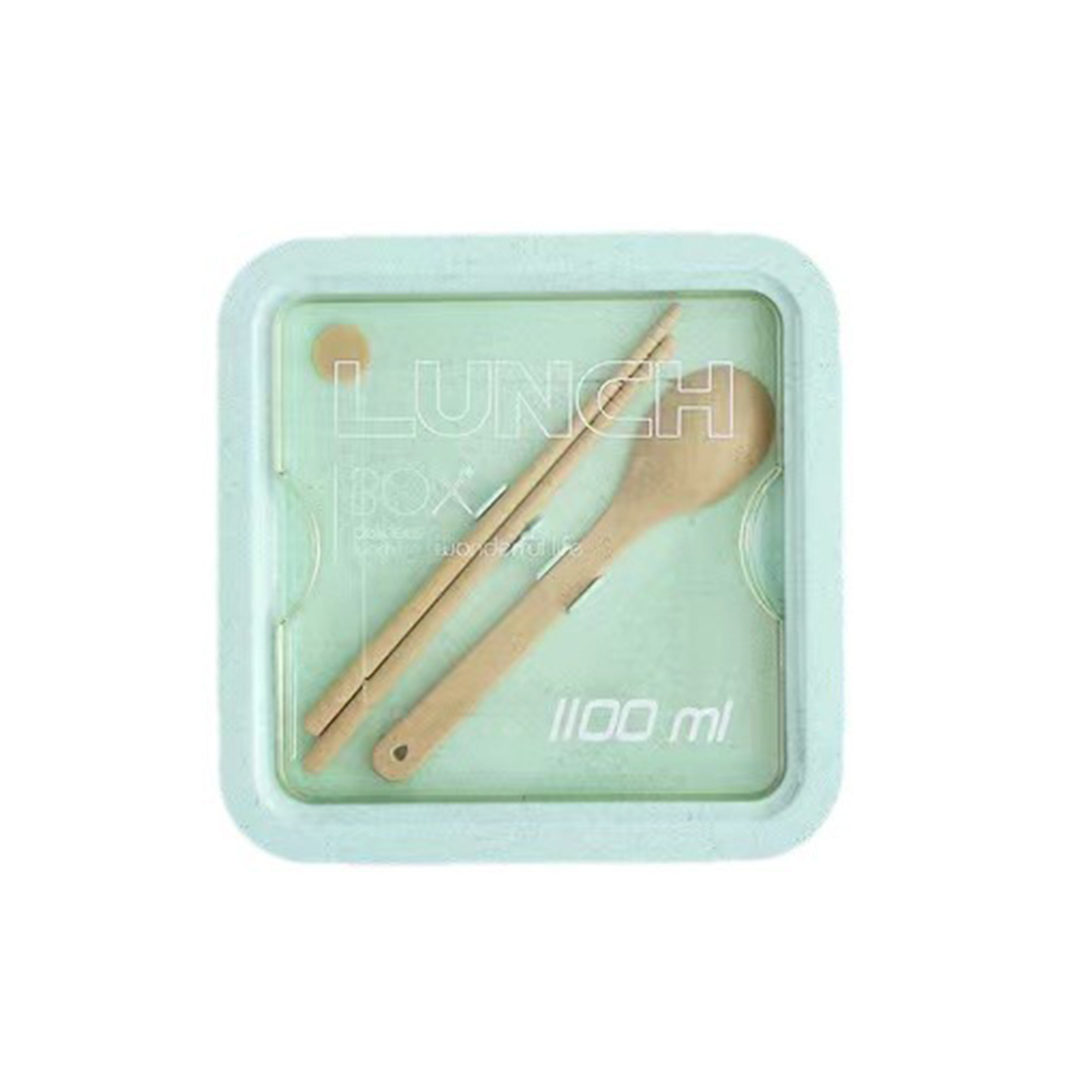 Bento Box For Office Leak Proof Sealed Lunch Dinner Containers Reusable Lunch Box With Compartments Microwave Safe (Chopsticks And Spoon Included) green Square 1100ml