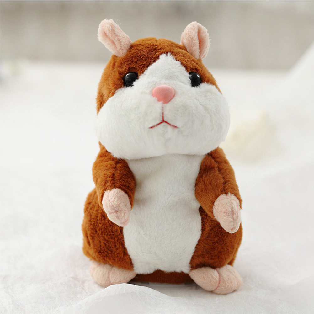 [Indonesia Direct] Lovely Talking Plush Hamster Toy, Can Change Voice, Record Sounds, Nod Head or Walk, Early Education for Baby, Different Size for Choice