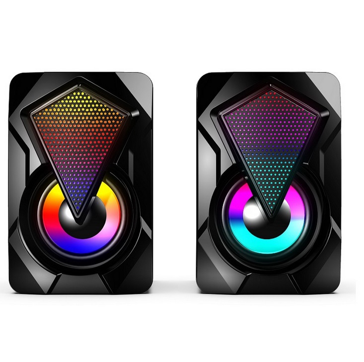 Heavy Subwoofer X2 Colorful Lights Effect Rgb Speaker Computer Stereo Multimedia Usb Heavy Subwoofer black