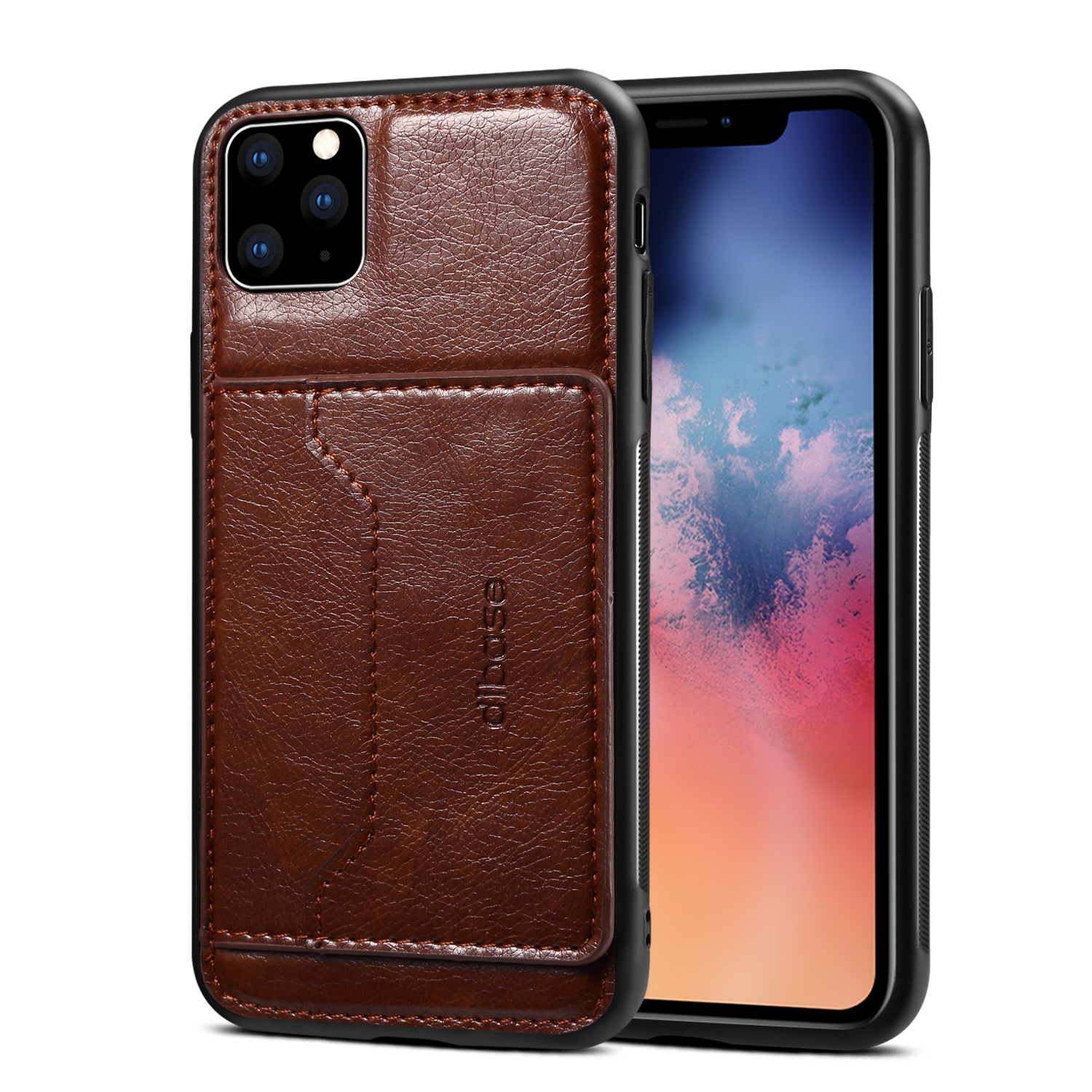 Wholesale For Iphone 11 11 Pro 11 Pro Max Cellphone Smart Shell 2 In 1 Textured Pu Leather Shock Absorption Anti Fall Card Holder Stand Function Phone Cover Coffee From China