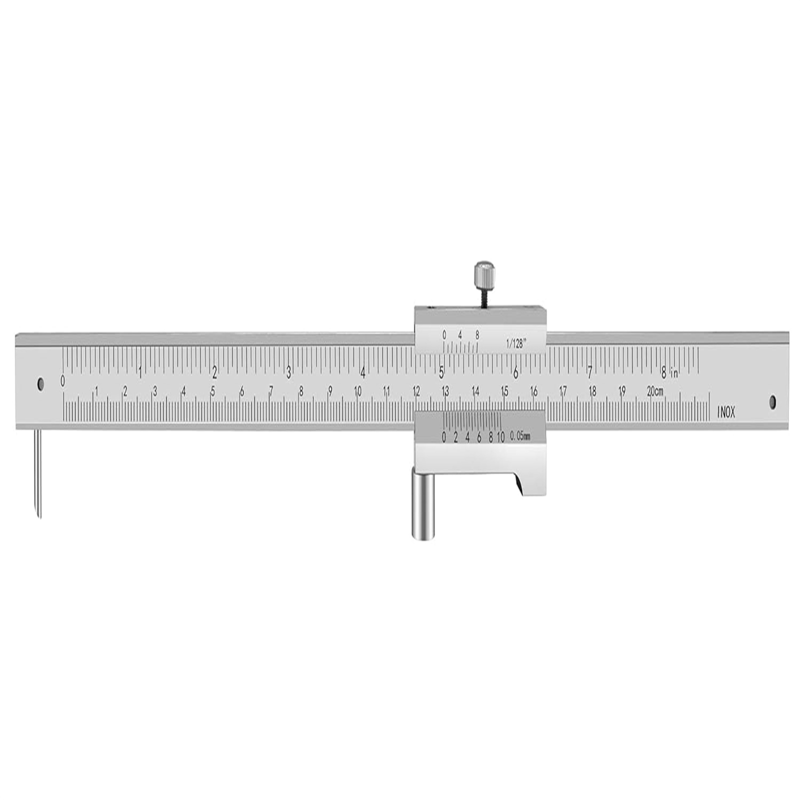 Vernier Caliper 0-7.8 Inch Stainless Steel Parallel Marking Vernier Caliper With 2 Needles, Clear Scale, Polished Marking Gauge Measuring Tool marking vernier caliper 0-200