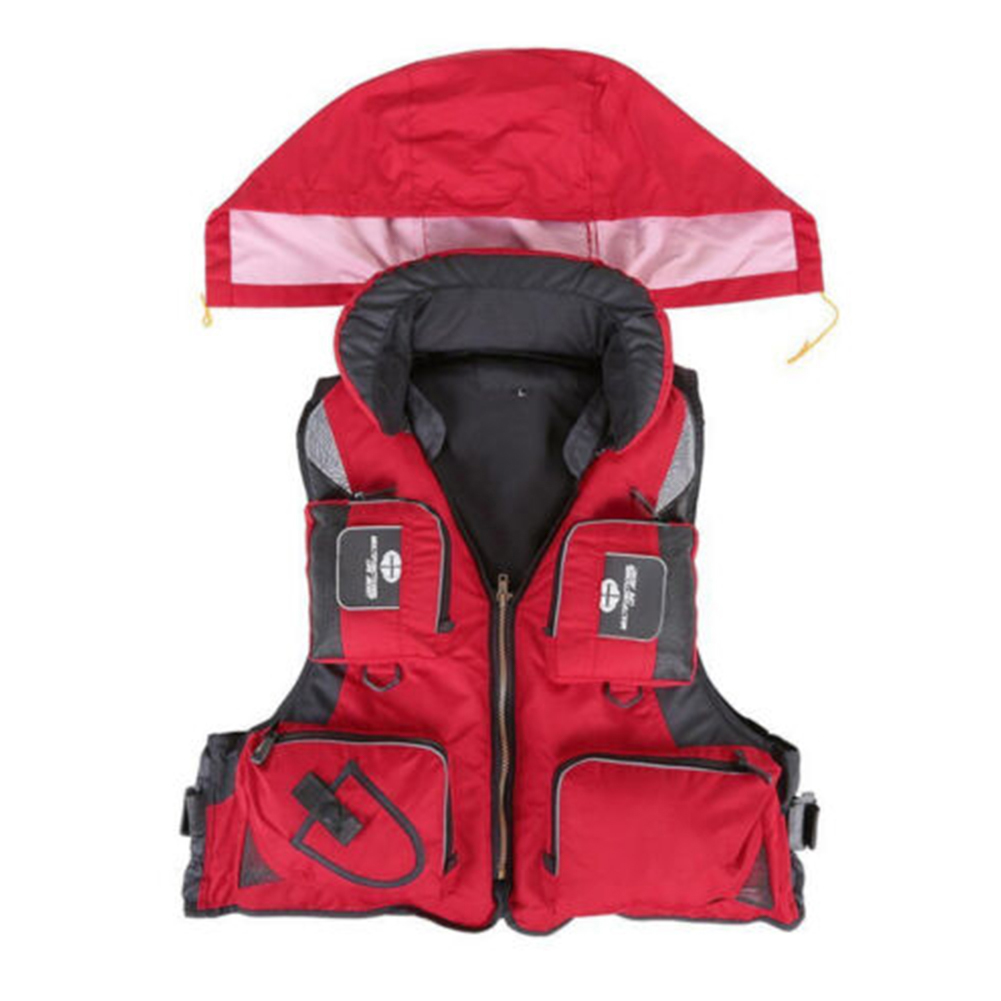 Adjustable Adult Safety Life Jacket Survival Vest for Swimming Boating Fishing  red_XL