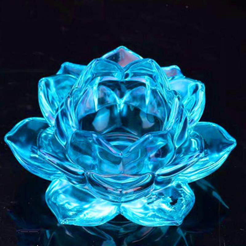 Wholesale Lotus Candlestick 6 Petals Crystal Glass Ghee Lamp Windproof