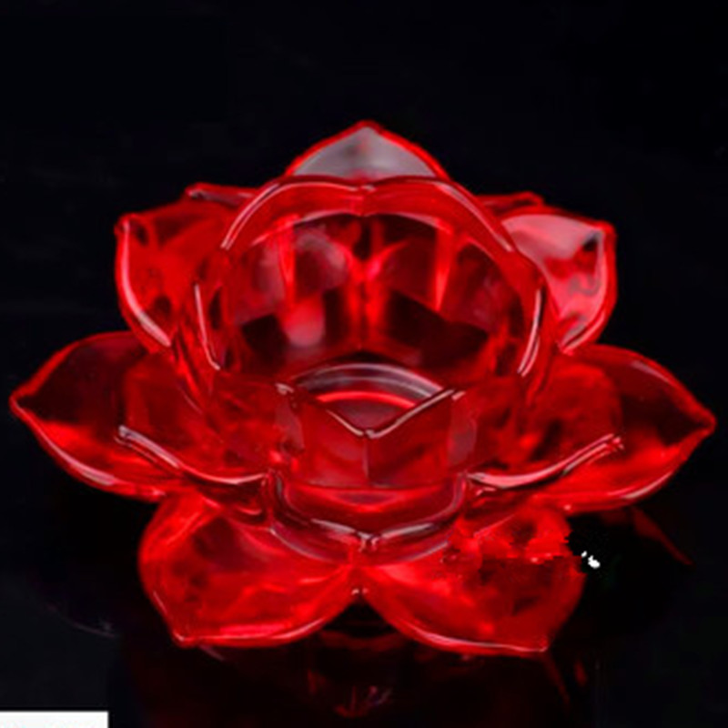 Wholesale Lotus Candlestick 6 Petals Crystal Glass Ghee Lamp Windproof
