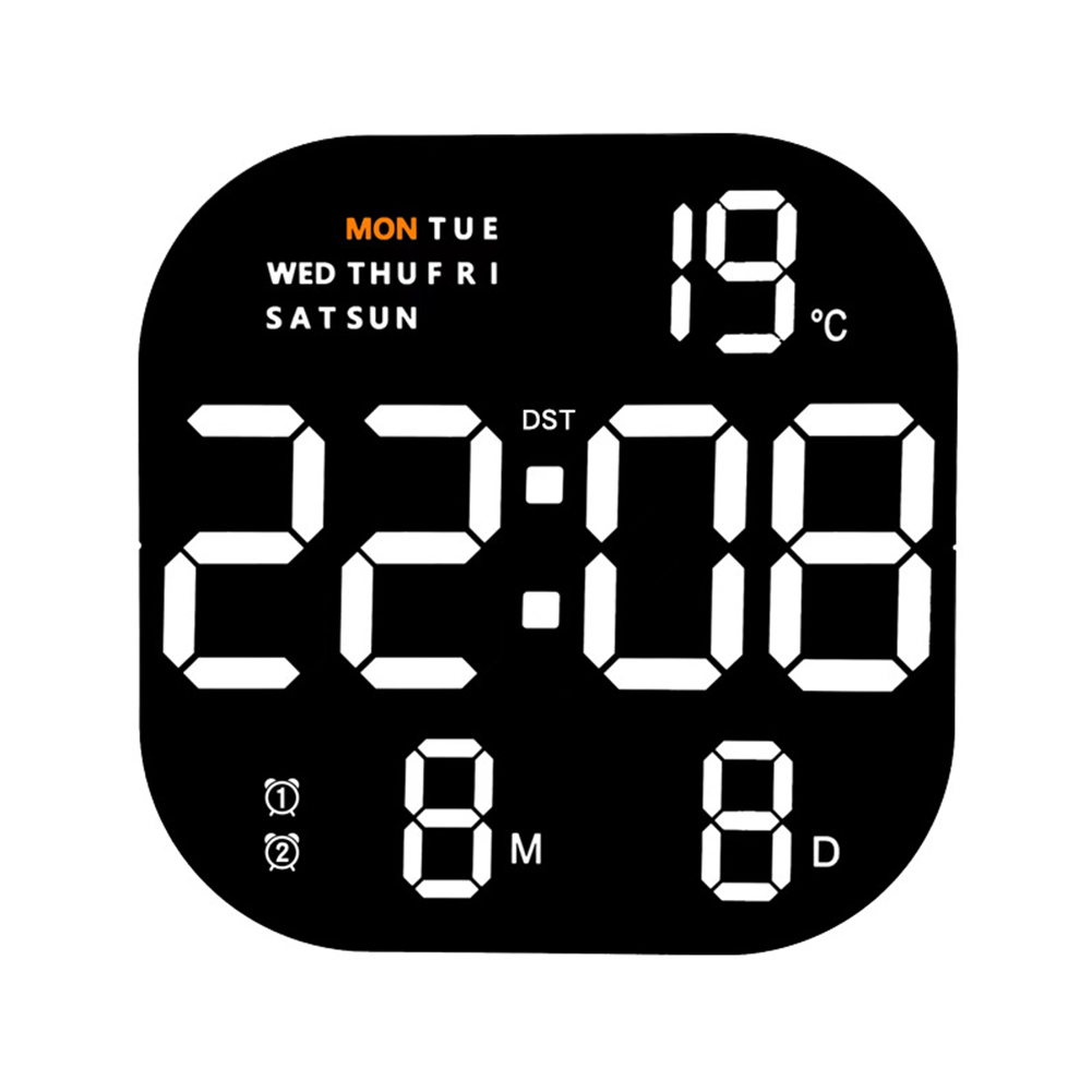 Led Digital Wall Clock 10 Level Adjustable Brightness RC Alarm Clock