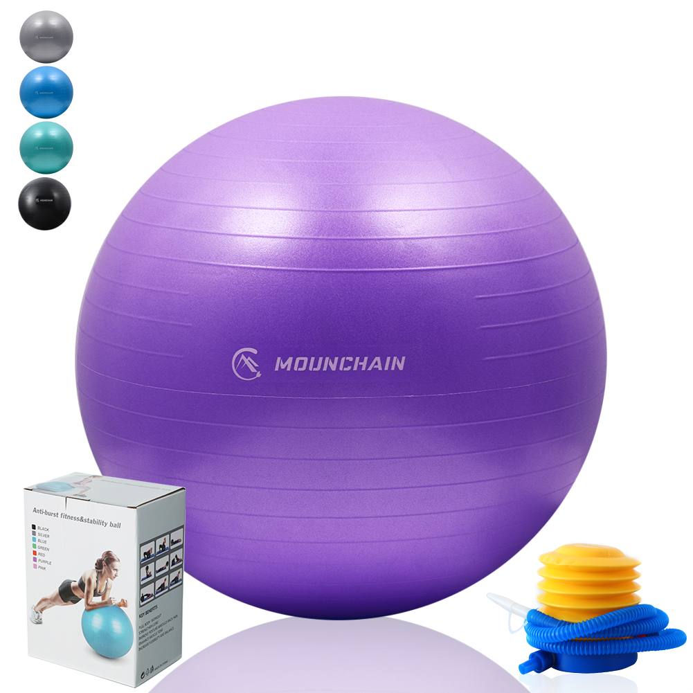 Mounchain Exercise Ball Anti-Burst Fitness & Stability Ball Extra Thick Yoga Ball Chair with Hand Pump