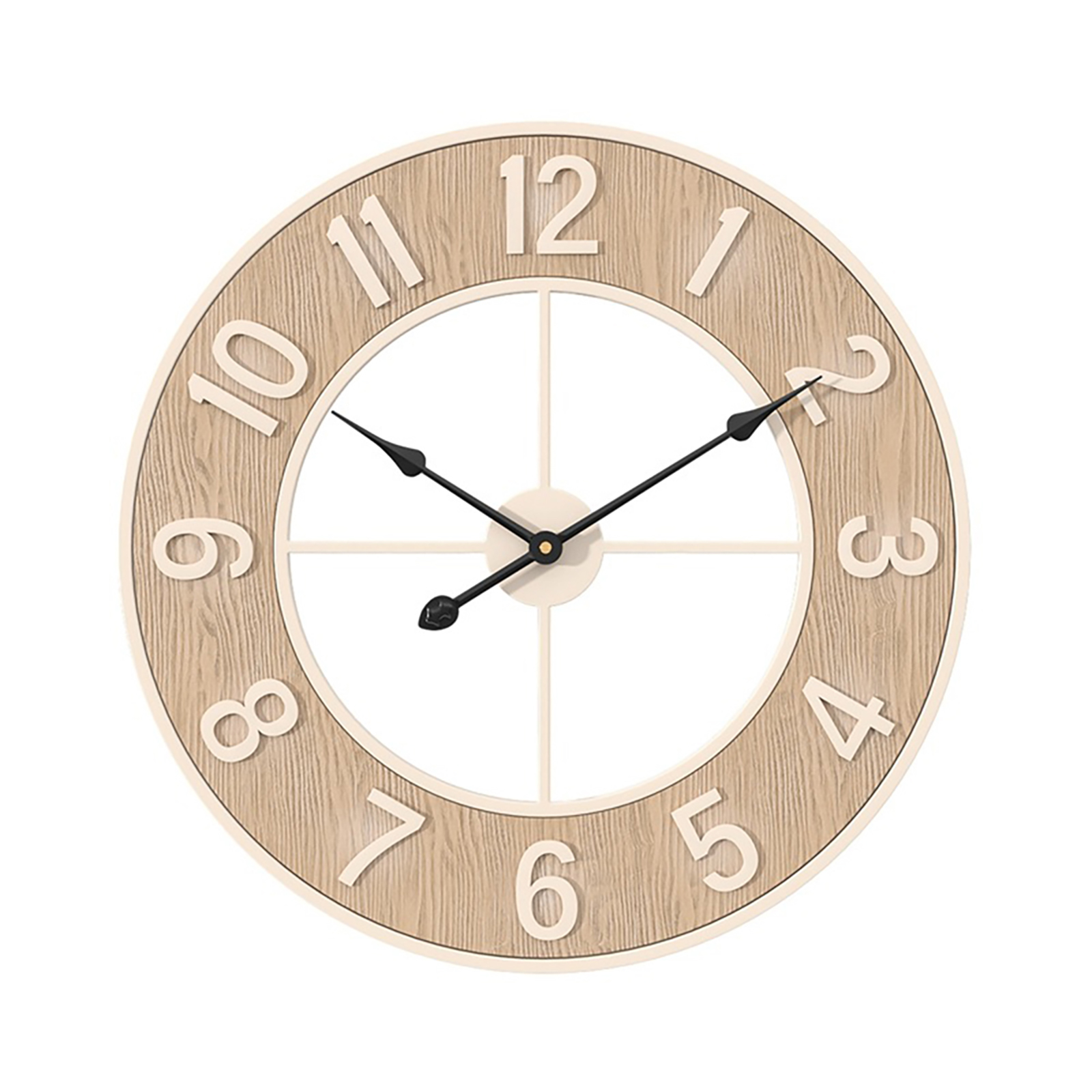 60cm Wall Clocks Silent Non Ticking Wood Grain Wall Clock For Living Room Bedroom Kitchen Office Classroom Decor 24inch