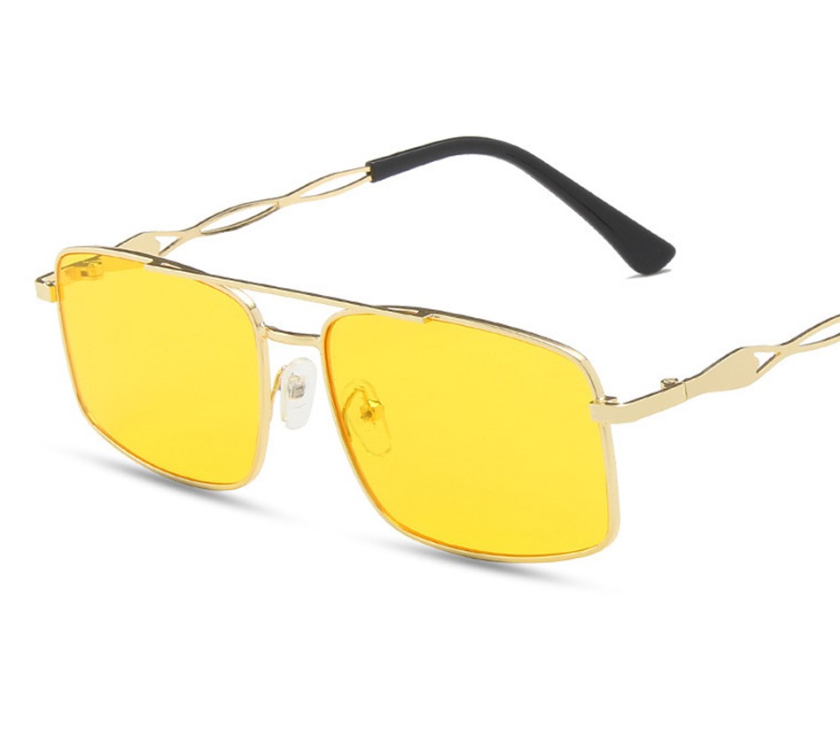 Vintage Beach Sunglasses For Women Fashion Elegant Square Frame Glasses For Cycling Driving gold + yellow