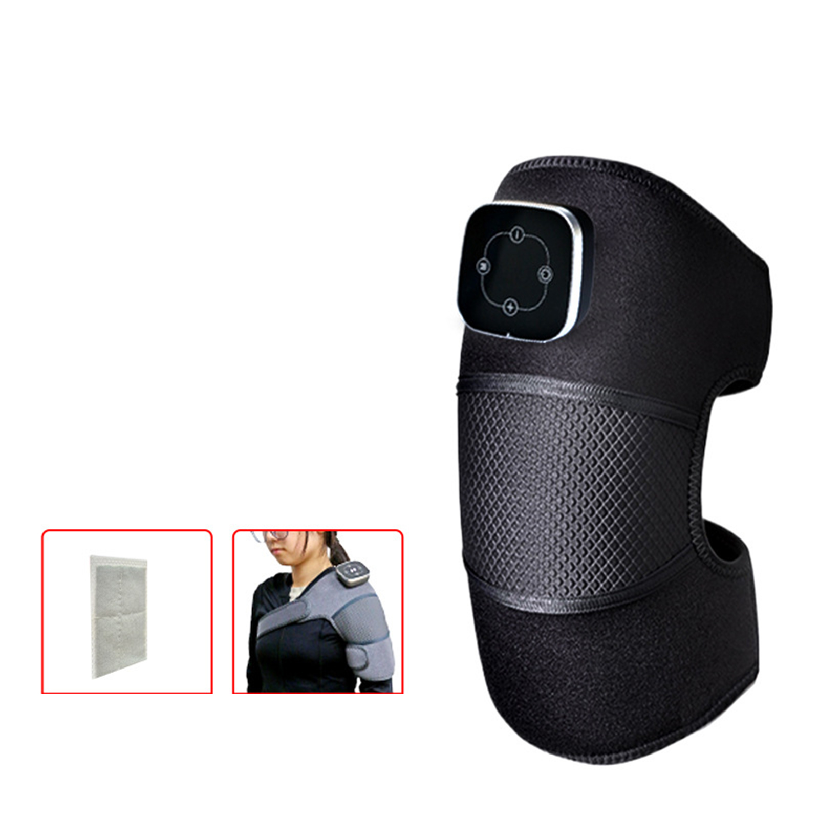 Knee Massager, Shoulder Leg Heating Pad With 5 Gear Heat And 3 Levels Vibration, Heated Knee Brace Wrap With Massage, For Knee Shoulder Elbow Arthritis Women Men English manual (black)