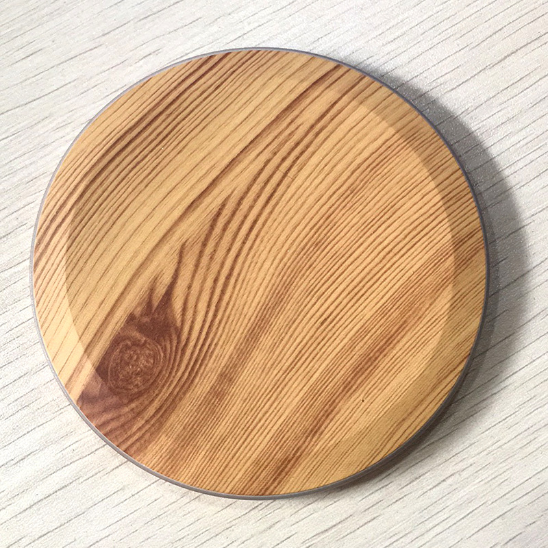 Ultra Thin Desktop QI Wireless Charger Mini Charging Pad for iPhone XS MAX XR X 8 Plus Samsung Note 9 S9 S8 Xiaomi Wood grain 10w