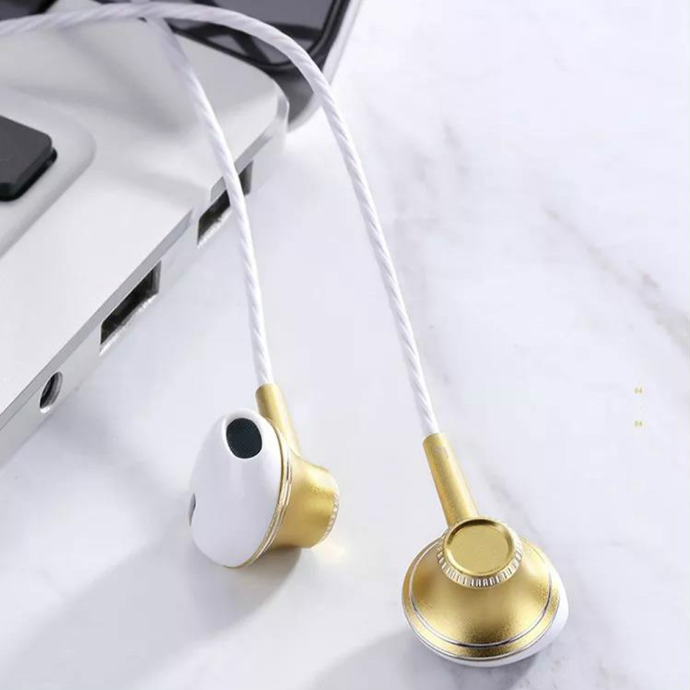 Joyroom E208 Mobile Stereo Handsfree Headphones Metal Earphone Earbuds Gold_E208