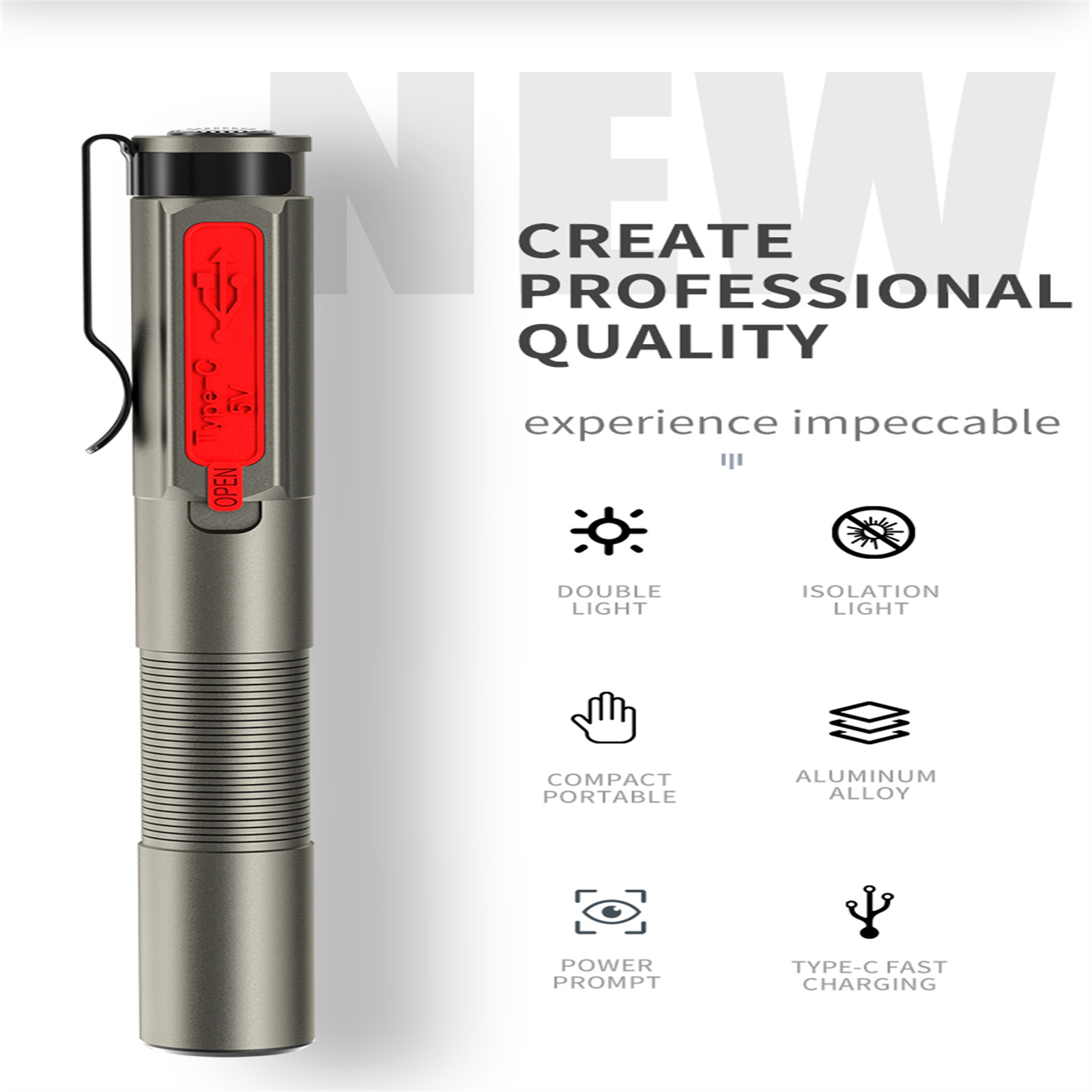 Portable Led Pen Light Built-in 350mah Battery Type-c Charging Waterproof Lamp