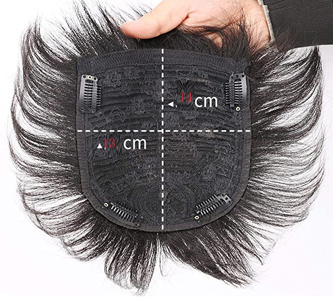 Human Wig Hair Topper Toupee Clip Hairpiece Lace Top Wig for Men Natural black_13x14