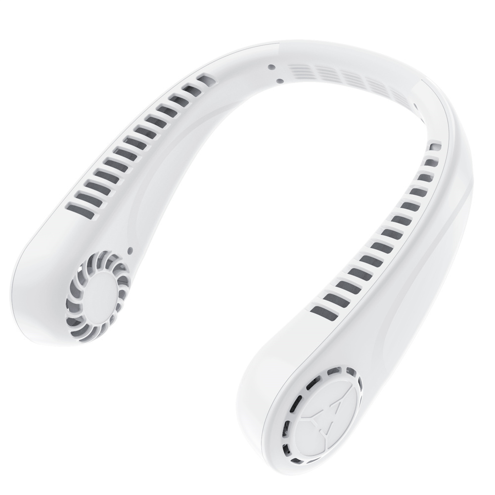 Portable Neck Fan 360°Fast Cooling Hanging Fan USB Rechargeable 3000mAh Battery Fan For Camping Office Travel White