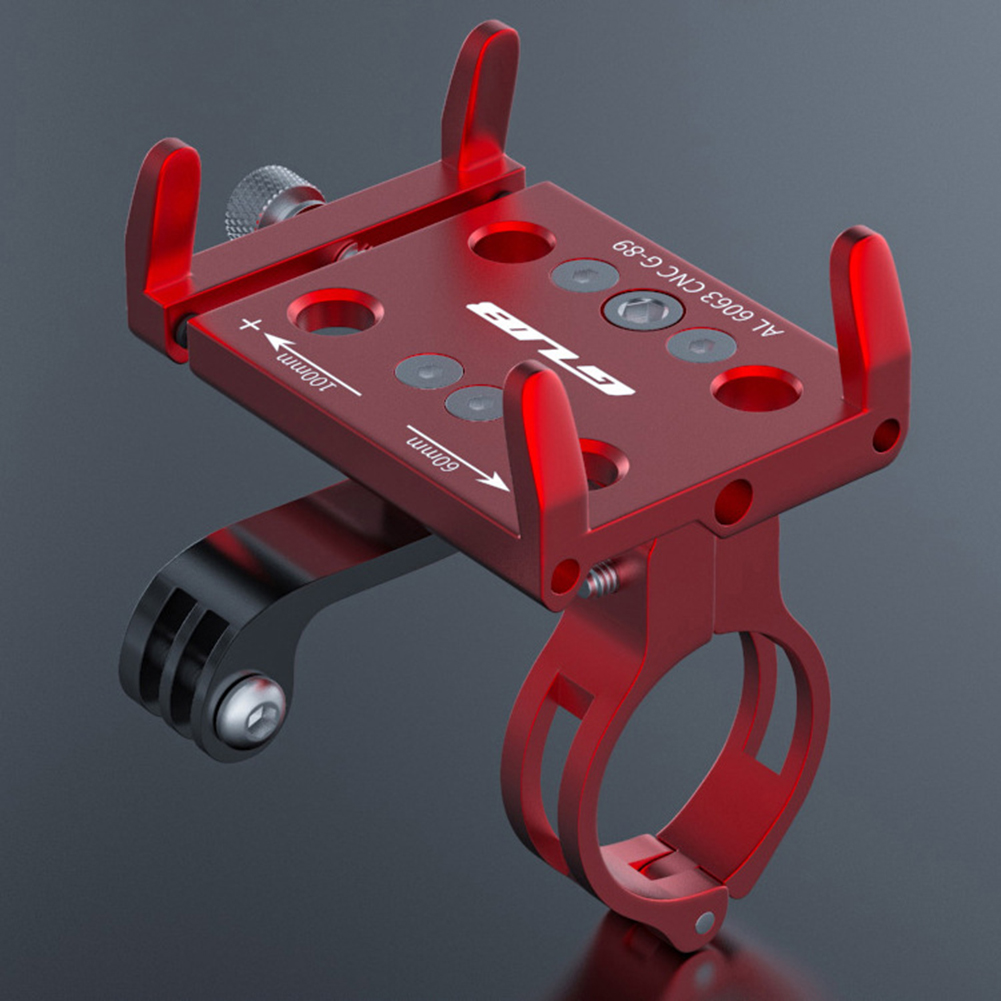 Mountain Bikes  Phone  Holder Width 60-100mm Aluminum Alloy Mobile Phone Bracket Installed Motion Camera Phone Holder red_22.2-31.8 round handlebar applicable