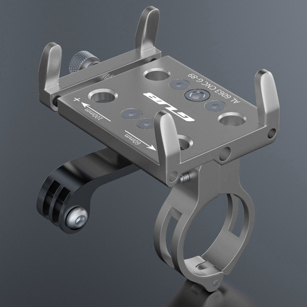 Mountain Bikes  Phone  Holder Width 60-100mm Aluminum Alloy Mobile Phone Bracket Installed Motion Camera Phone Holder Titanium_22.2-31.8 round handlebar applicable