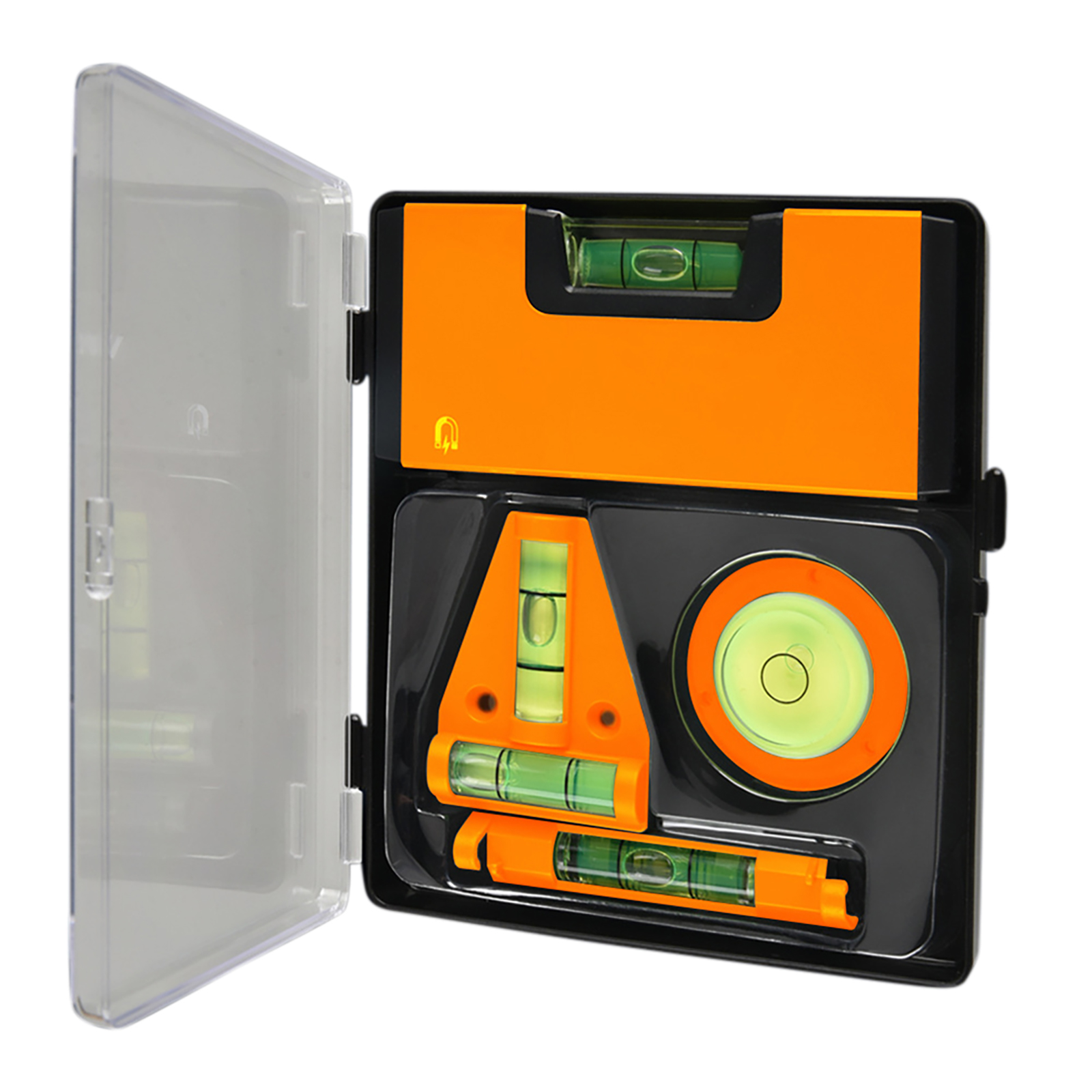 Magnetic Spirit Level Set Square T-type Circular Hanging Line Small Mini Portable Level Ruler Measuring Tool orange