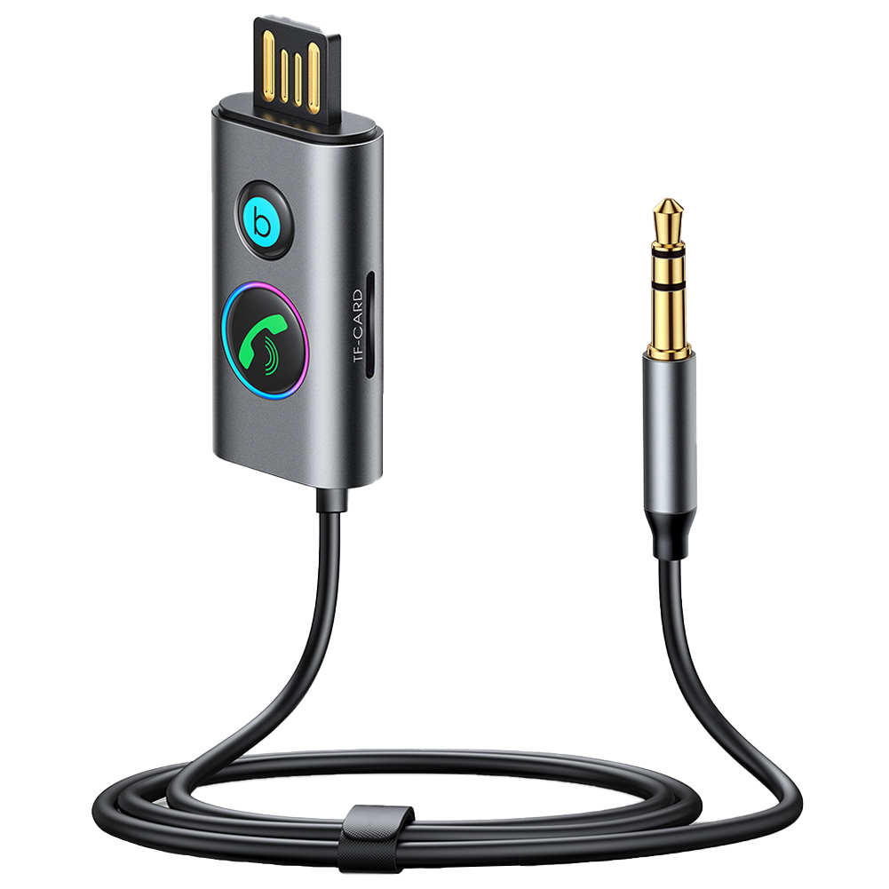Wireless Car Adapter Noise Cancellation AUX Receiver With Night Vision Atmosphere Light Ring Independent Calling Key Receiver