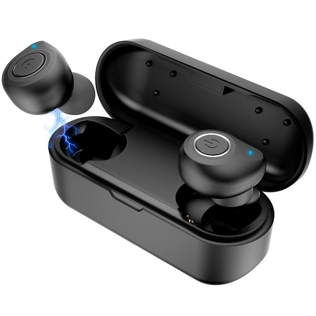V11 TWS True Wireless Earphones Bluetooth 5.0 In Ear Earbuds with Mic Charging Box Sport Headsets HiFi Sound black