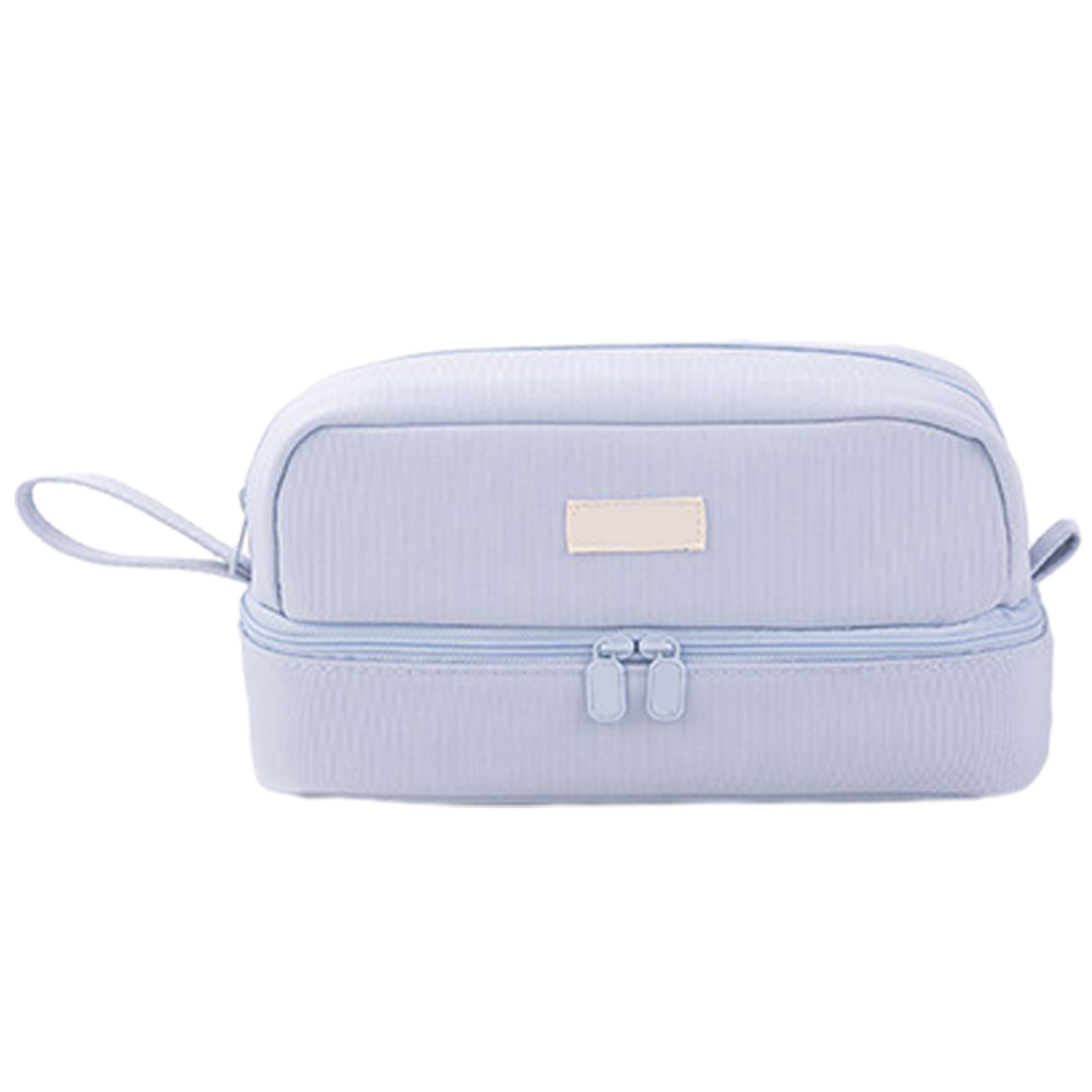 Oversized Pencil Case Double Zipper Closing Pencil Pouch Minimalist Style Desk Organizer Marker Pouch High Capacity Holder With Handle For Middle School Office College light blue