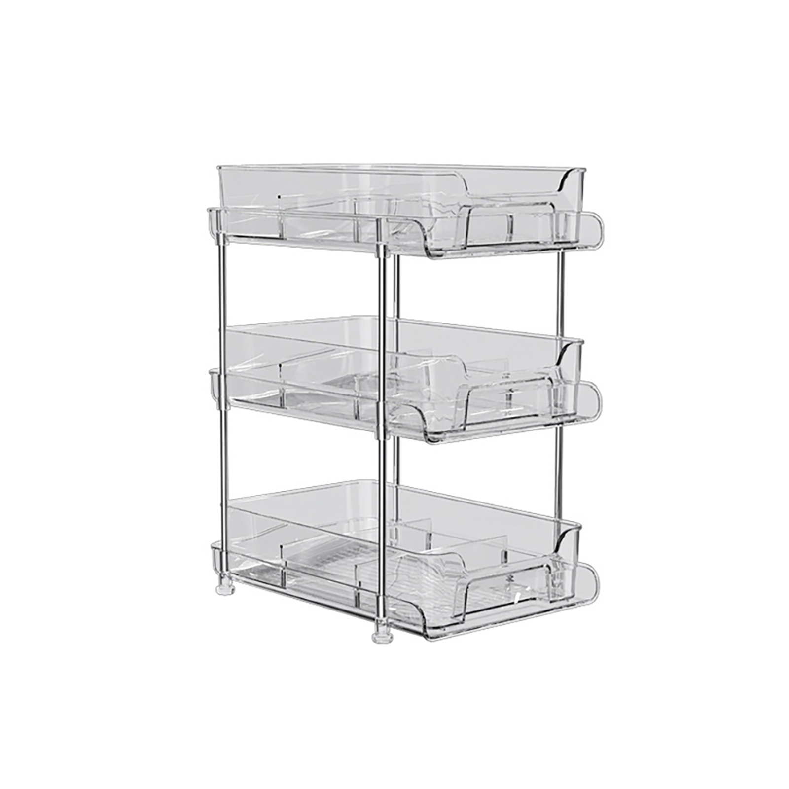 Pull Out Storage Shelf Bathroom Under Sink Organizers 2/3-Tier Storage Box Multi-Purpose Stackable Kitchen Pantry Organization Transparent Storage Rack For Kitchen Bathroom transparent 29x21.2x37 about 1610g