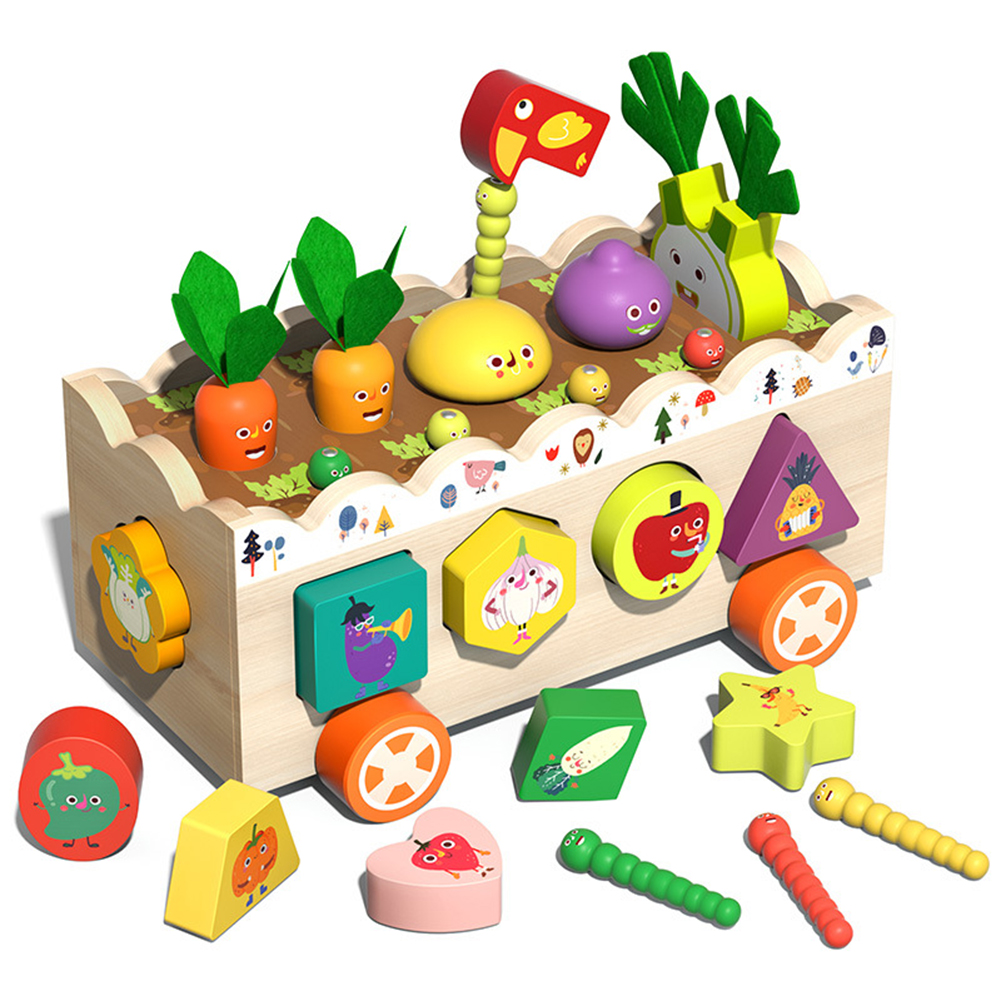 Baby Wooden Toys Multi-functional Fruits Vegetables Shape Sorting Stacking