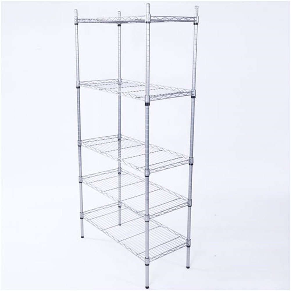 US Carbon Steel 5 Tier Shelving Storage  Rack For Home Kitchen Bedroom Office Silver gray