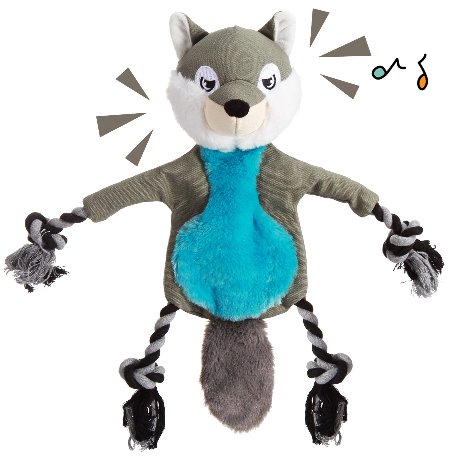 EU Cute Fox Squeak Plush Dog Toys Cartoon Animals Soft Chew Resistant Tough