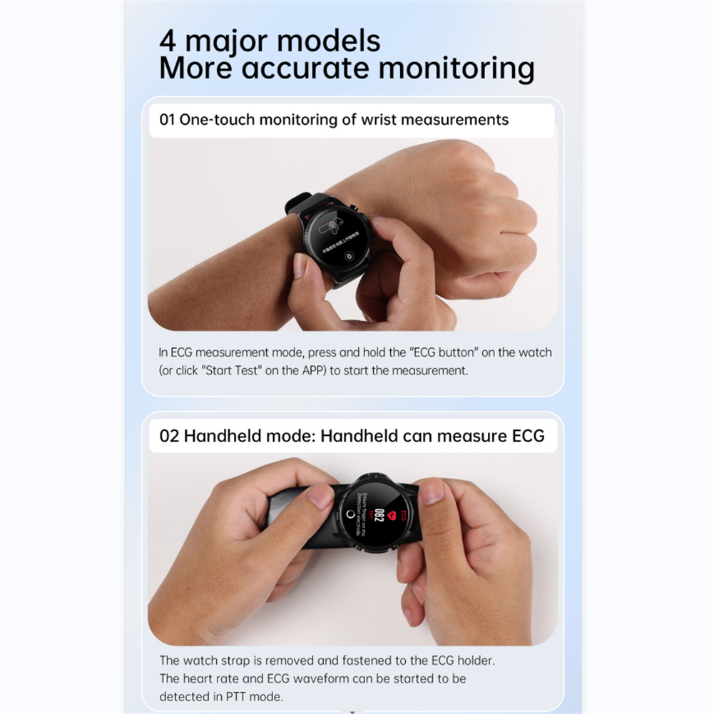 E400 Smart Watch Touch Screen Real-Time Blood Sugar Ecg Ppg Monitoring
