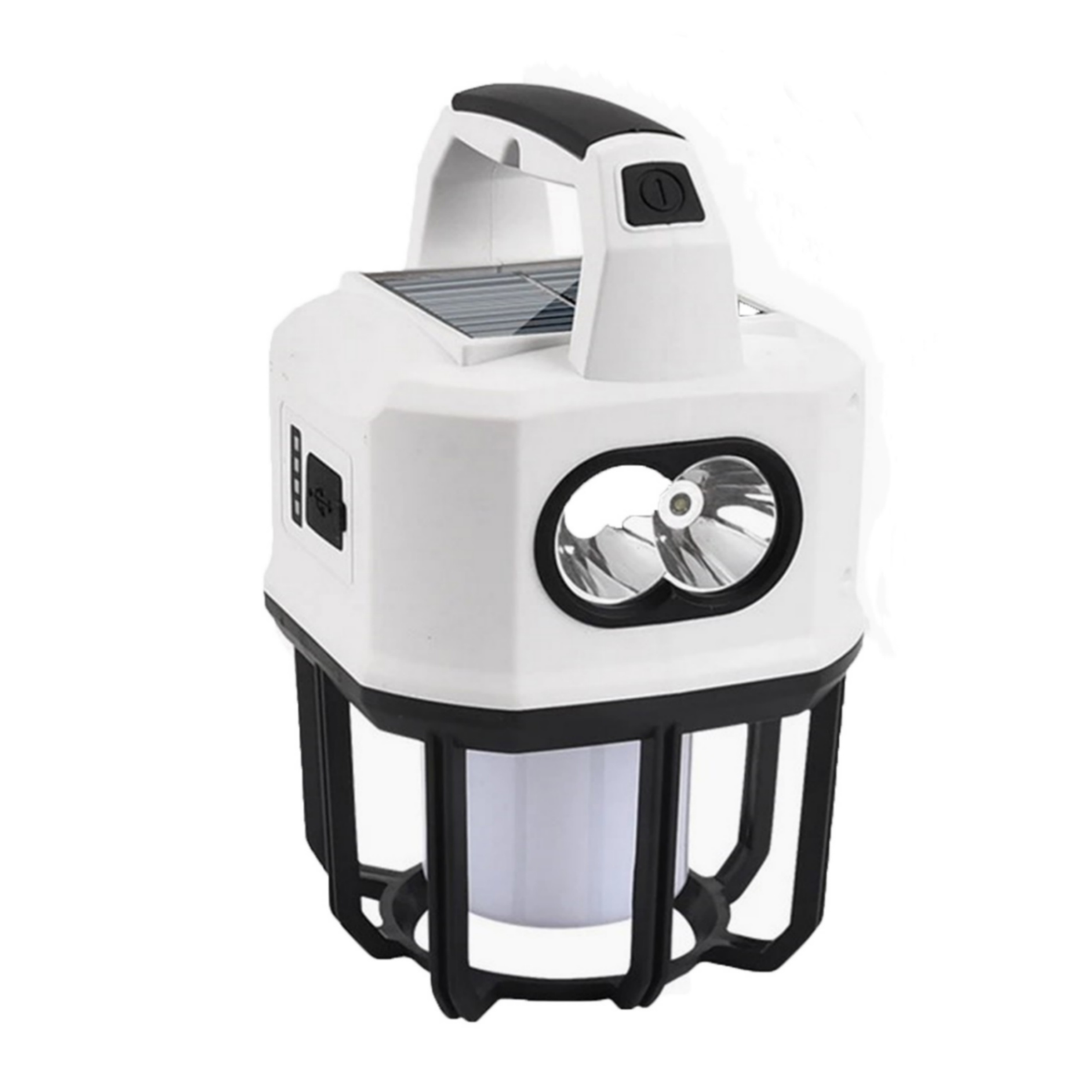 Led Camping Lanterns Solar Lights, Rechargeable USB Portable Light Flashlight With Built-in Handle, 8 Lighting Modes For Camping And Hiking White