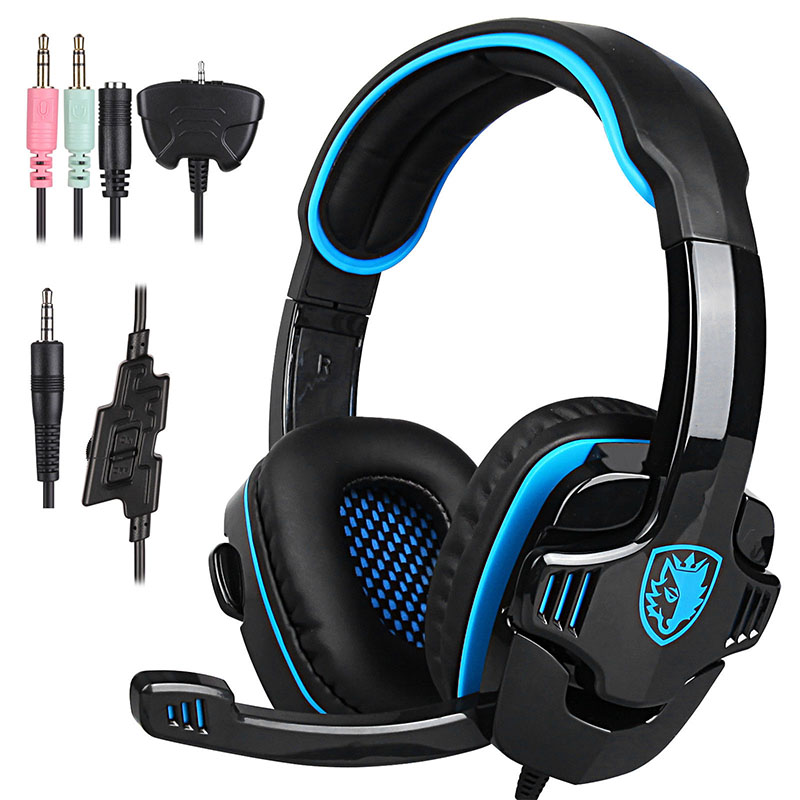 SA-708 GT Gaming Headset Headphone with Microphone for PS4 PC Laptop Computer blue
