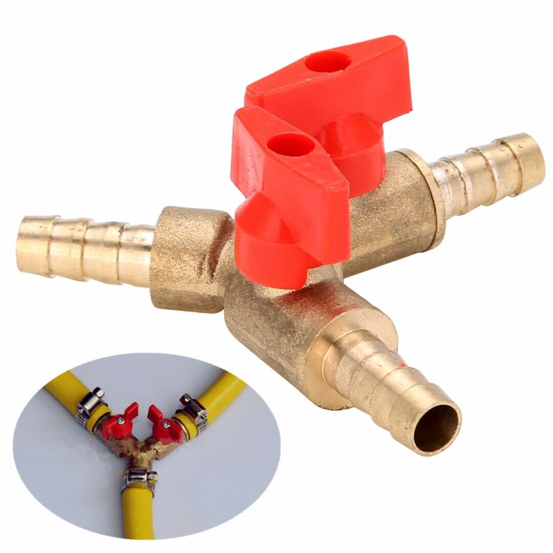 In Mm Brass Y Way Shut Off Ball Valve Fitting Hose Barb Fuel Gas Clamp Tee Gas Three Way