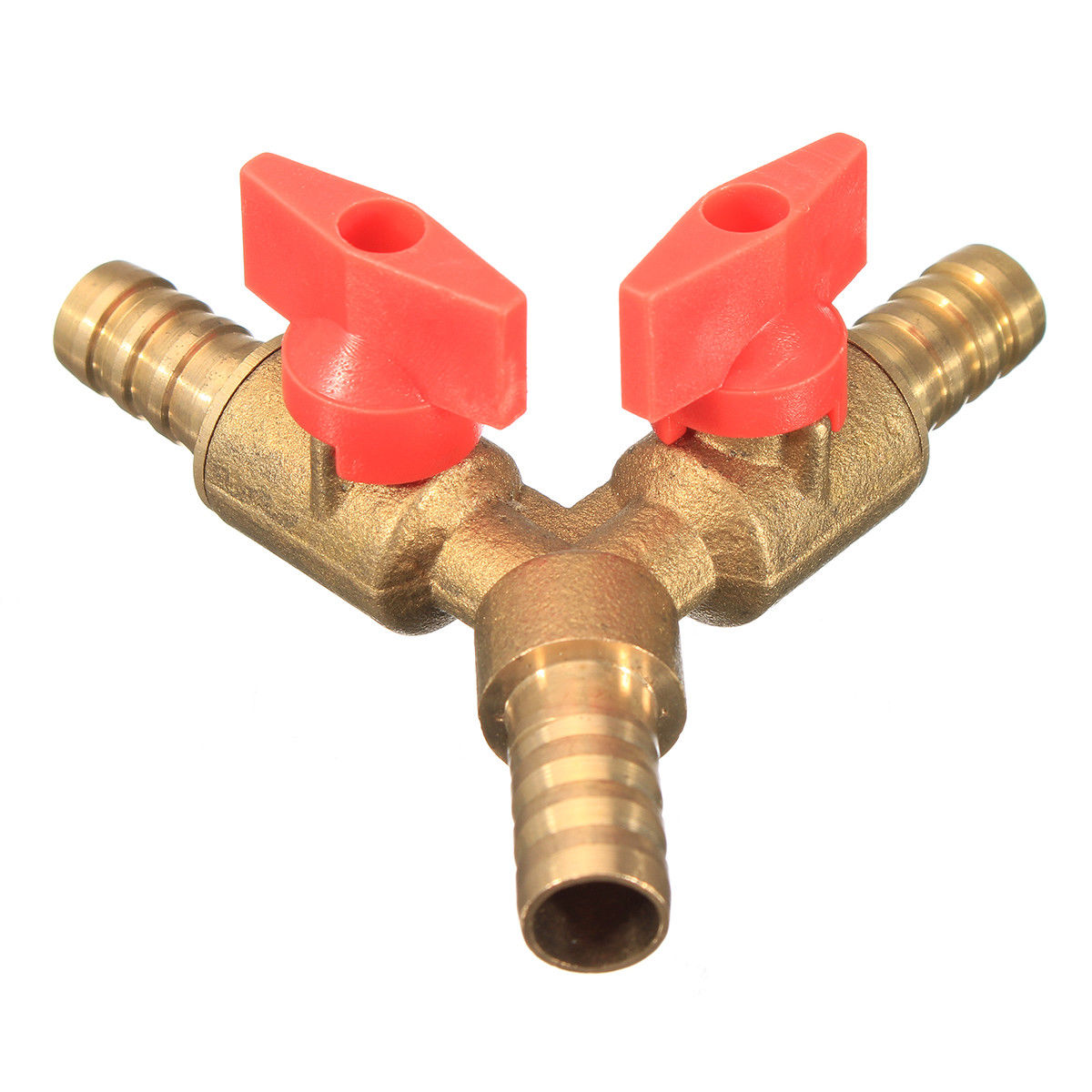 3/8in 10mm Brass Y 3Way Shut off Ball Valve Fitting Hose Barb Fuel Gas