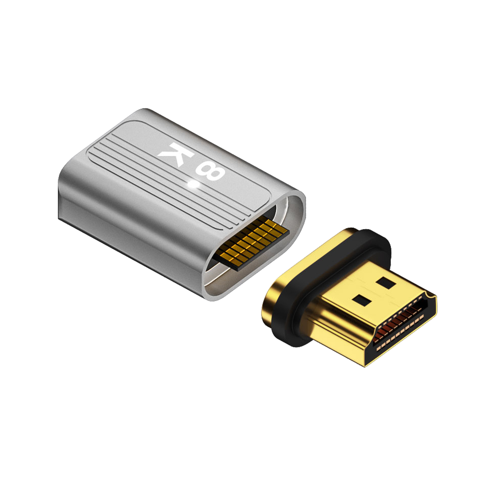 Magnetic HDTV Adapter HDTV To HDTV 19 Pins 8K 60Hz 48Gbps Convertor For Tablet Laptop TV Monitor Computer Projectors silver