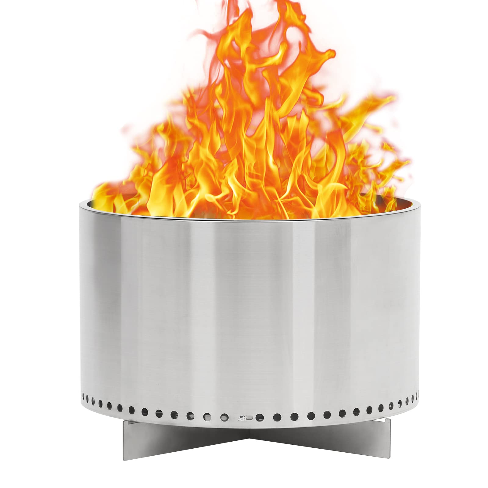 US PIONEERWORKS 20.5 Inch Smokeless Fire Pit For Outdoor Wood Burning Without Handle Portable Stainless Steel Camping Stove