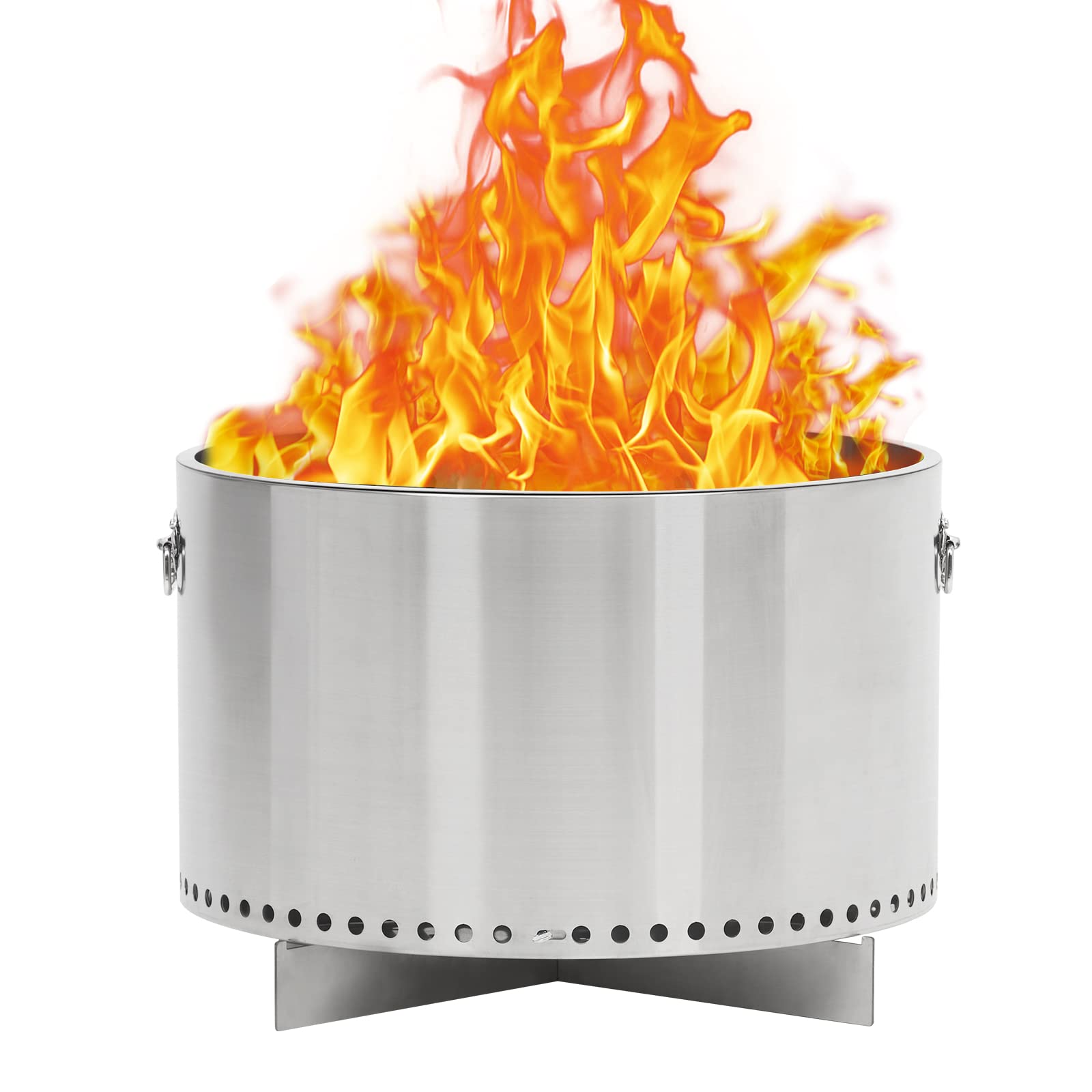 US GARVEE 20.5 Inch Smokeless Fire Pit With Air Switch And Handle Wood Burning Portable Stainless Steel Outdoor Firepit