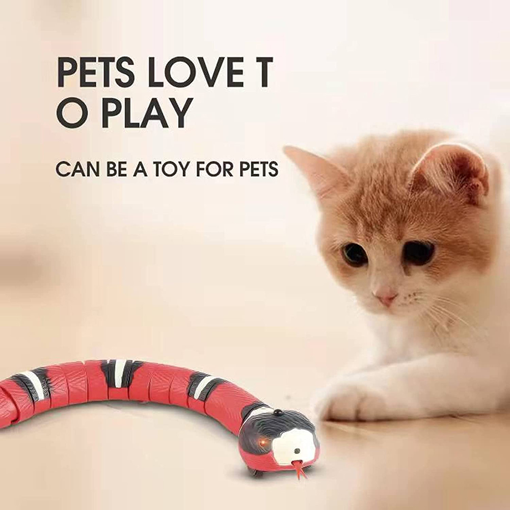 Intelligent Electric Induction Snake  Toy Usb Rechargeable Remote Control Funny Cat Toy Scary Tricky Prank Toys For Kids Pets Red