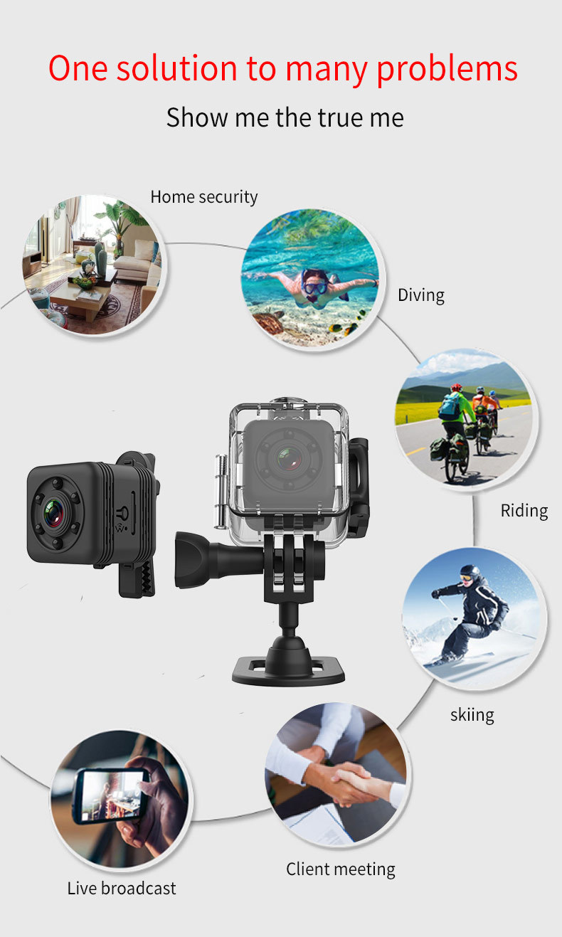 SQ29 Mini Camera Waterproof Shell Back Clip 360Dgree Back