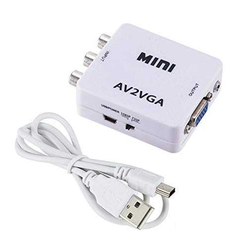 Mini HD AV2VGA Video Converter Convertor Box AV RCA CVBS to VGA Video Converter Conversor with 3.5mm Audio to PC HDTV Converter  white