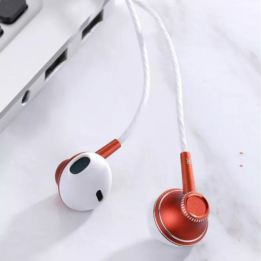 Joyroom E208 Mobile Stereo Handsfree Headphones Metal Earphone Earbuds red_E208